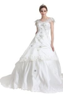 Biggoldapple A Line V neck Court Train Wedding Dress Crystal 393 at  Womens Clothing store