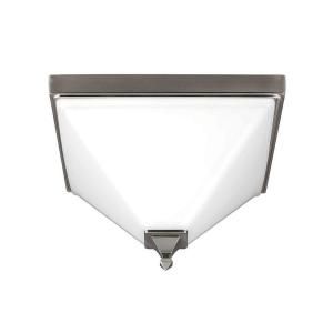 Sea Gull Lighting Denhelm 2 Light Brushed Nickel Ceiling Flush Mount with Inside White Painted Etched Glass 7550402 962