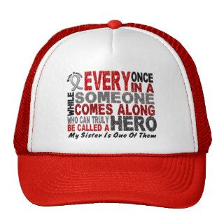 HERO COMES ALONG 1 Sister BRAIN CANCER T Shirts Mesh Hats