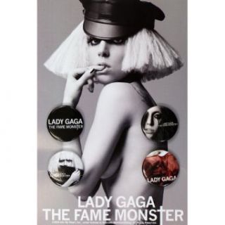 Lady Gaga   Unisex adult Lady Gaga   Fame Monster 4 Pc Button Set: Novelty Buttons And Pins: Clothing
