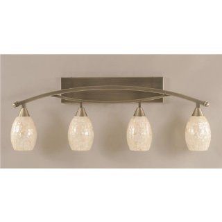 Bow 4 Light Bath Bar in Brushed Nickel Finish w 5 in. Sea Shell Glass   Wall Porch Lights  