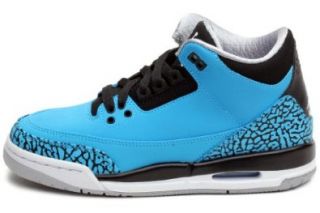 Nike Kid's Air Jordan 3 Retro GS, DARK POWDER BLUE/WHITE BLACK WOLF GREY: Shoes