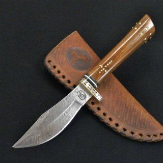 Colt Knives 406 Damascus Hunter Fixed Blade Knife with One Piece Round Design Brown Wood Handles : Hunting Fixed Blade Knives : Sports & Outdoors