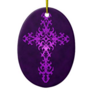 Purple Tribal Gothic Cross Ornament