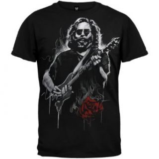 Jerry Garcia   Mens Roses T shirt Medium Black: Music Fan T Shirts: Clothing