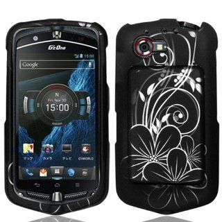CASIO G'ZONE COMMANDO 4G C811 BLACK WHITE FLOWER COVER SNAP ON HARD CASE + SCREEN PROTECTOR by [ACCESSORY ARENA]: Cell Phones & Accessories