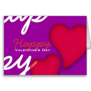 Happy Valentines Day Love Red Hearts Purple Greeting Card
