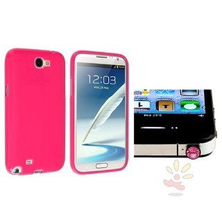 Everydaysource Compatible with Samsung Galaxy Note II N7100 Sky Hot Pink Jelly TPU Rubber Case with FREE Headset Dust Cap (Diamond) Cell Phones & Accessories