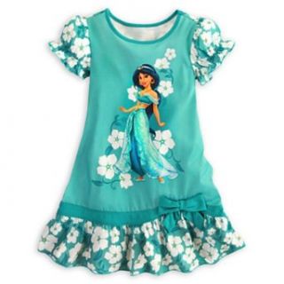 Disney Princess Jasmine Aladdin Ruffled Nightshirt Nightgown Pajama for Girls Toddlers (XS 4 Extra Small): Clothing