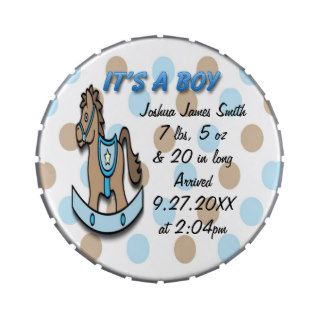 It's a Boy Rocking Horse Birth Announce Candy Tin