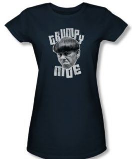 Three Stooges Junior Shirt Grumpy Moe Navy Tee T Shirt: Clothing