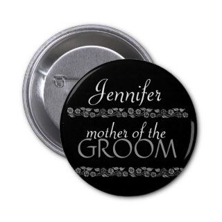 Mothher of the Groom Black and Silver Wedding Pin