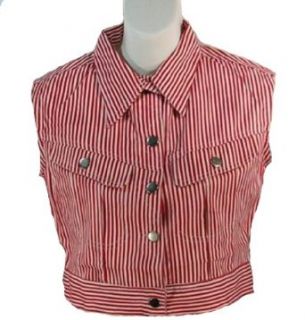 Cotton Express Striped Collared Sleeveless Shirt at  Womens Clothing store: Button Down Shirts