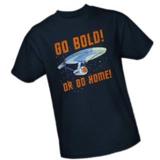 "Go Bold! Or Go Home!"    Star Trek Adult T Shirt, Large: Movie And Tv Fan T Shirts: Clothing