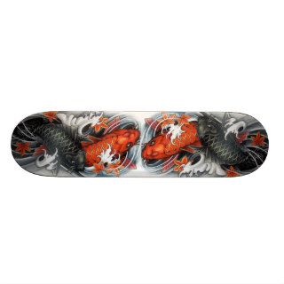 Japanese Red  Black Koi Fish tattoo art Skateboard Decks