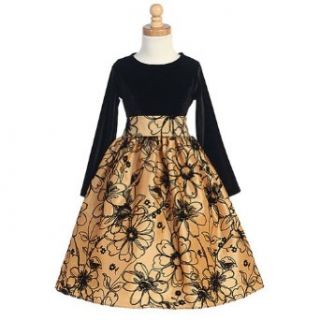 Baby Girls Gold Velvet Floral Christmas Dress 18 24M : Infant And Toddler Special Occasion Dresses : Baby