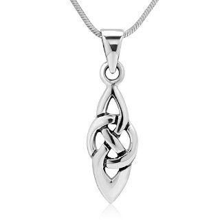 925 Sterling Silver Celtic Knot Symbol Pendant Necklace w/ Snake Chain 18'' Jewelry for Women: Chuvora: Jewelry