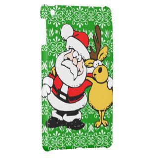 Santa & Rudolph on Green Background Cover For The iPad Mini