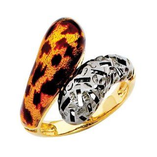 14K Yellow Gold High Polish Finish Enamel Fancy Ring Band: The World Jewelry Center: Jewelry