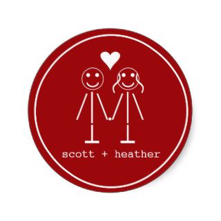 Emoticon Couple Round Stickers