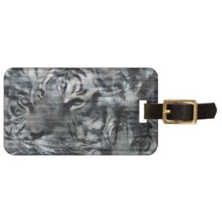 Black and White Layered Tigers Vintage Luggage Tags