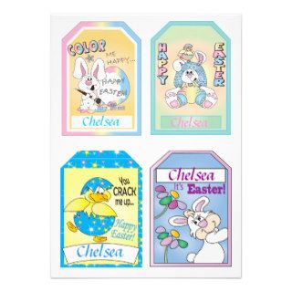 Four Assorted Easter Gift Tags Personalized Invitation