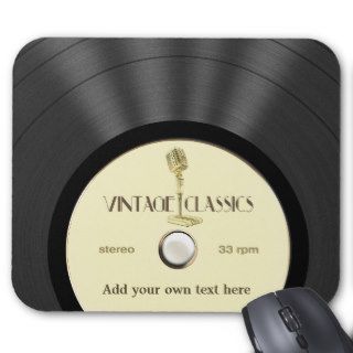 Personalized Vintage Microphone Vinyl Record Mousepads