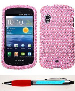 Accessory Factory(TM) Bundle (the item, 2in1 Stylus Point Pen) SAMSUNG I405 (Stratosphere) Dots(Pink white) Full Diamond Bling Phone Protector Cover Stylish Full Diamond Bling Design Snap On Hard Case Protector Cover Faceplate Shell Cell Phones & Acce