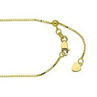 14kt Yellow Gold Adjustable Box Chain Necklace: Jewelry