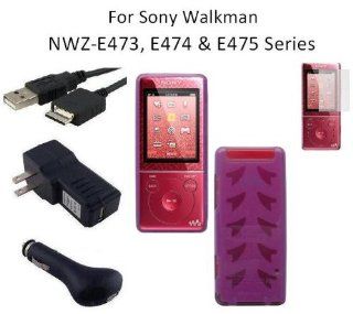 HappyZone Accessories Bundle Kit for Sony Walkman NWZ E473, NWZ E474 and NWZ E475 MP3 Player: Includes (Purple) Soft Gel TPU Skin Case Cover, LCD Screen Protector, USB Wall Charger, USB Car Charger and 2in1 USB Cable : MP3 Players & Accessories