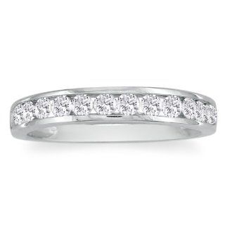 10K White Gold Round Diamond Anniversary Ring (1/2cttw. J/K I2): Wedding Bands: Jewelry