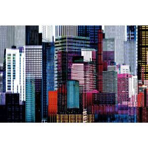 Ideal Decor 45 in. x 0.25 in. Colorful Skyscrapers Wall Mural DM641