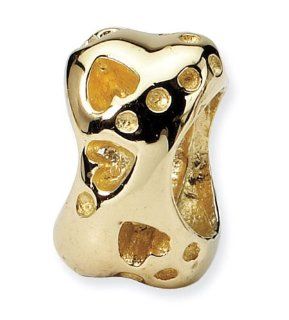 14k Yellow Gold 5/16" Dog Paw Print Bone Jewelry Bead: Jewelry