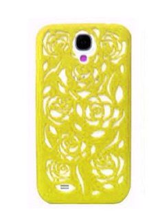 HJX Yellow S4 IV i9500 Stylish Hollow Out Rose Flower Pattern PC Hard Back Cover Protector Case for Samsung Galaxy S4 IV i9500: Cell Phones & Accessories