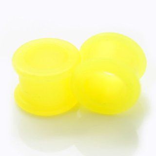Yellow Flexible Silicone Ear Flesh Tunnel Plugs Gauges ~ 2G ~ 6.5mm ~ Sold as a Pair: Jewelry