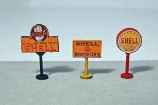 SHELL GAS STATION CURB SIGNS (3)   JL INNOVATIVE DESIGN HO SCALE MODEL TRAIN ACCESSORIES 464 Toys & Games