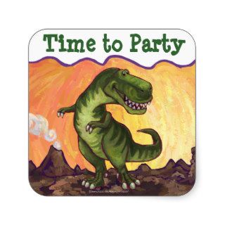 Tyrannosaurus Party Center Square Stickers