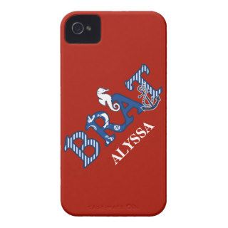 Girly Nautical Brat, Seahorse n Anchor Striped iPhone 4 Cover
