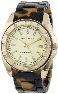 Anne Klein Women's 10/9988CHTO Swarovski Crystal Accented Gold Tone Tortoise Resin Bracelet Watch: Anne Klein: Watches