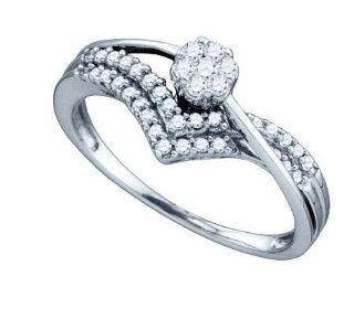 10KT White Gold 0.33 CTW Diamond Flower Bridal Ring: Vishal Jewelry: Jewelry