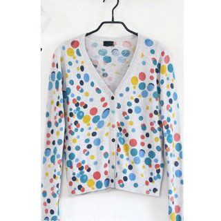 Fonk Store Fashion Women Coat Coloured Dots Sweater Cardigan Knitted Coat (Gray) : Other Products : Everything Else