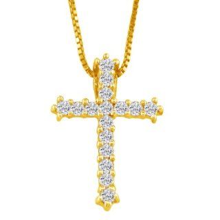 Such A Deal 1/4 Carat Yellow Gold Diamond Cross Jewelry