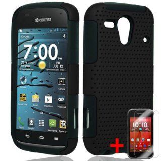KYOCERA HYDRO EDGE C5215 BLACK PERFORATED HYBRID COVER HARD GEL CASE + FREE SCREEN PROTECTOR from [ACCESSORY ARENA]: Cell Phones & Accessories