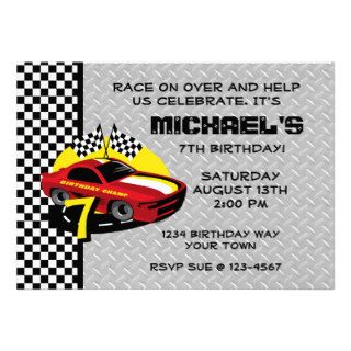 Race Car 7th Birthday Party Invitation