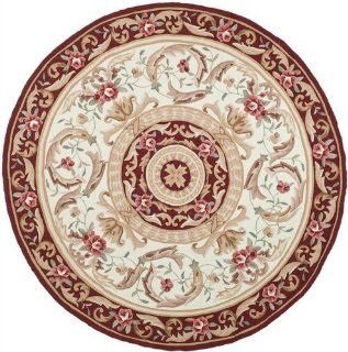 Safavieh Simple Care Collection EZC472A Round Area Rug, 8 Feet, Ivory and Burgundy  