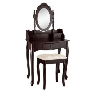 Elegant Home Fashions Anna Bedroom Vanity with Bench in Dark Espresso HDT719