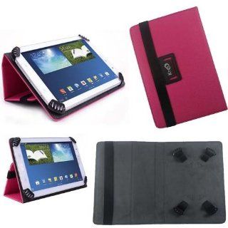 Magenta Flip Leather Wallet Folio Smart Case Stand Cover for Tablets: Computers & Accessories