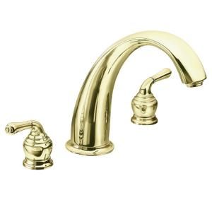 MOEN Monticello 2 Handle Deck Mount Roman Tub Faucet Trim Kit in Polished Brass (Valve Not Included) T954P