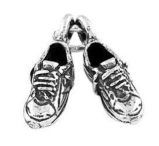 Sterling Silver Three Dimensional Tennis Shoes Charm: Jewelry