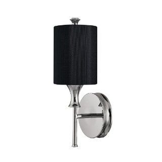 Capital Lighting 1171PN 494 Studio 1 Light Sconce, Polished Nickel with Black Fabric Shade   Wall Sconces  